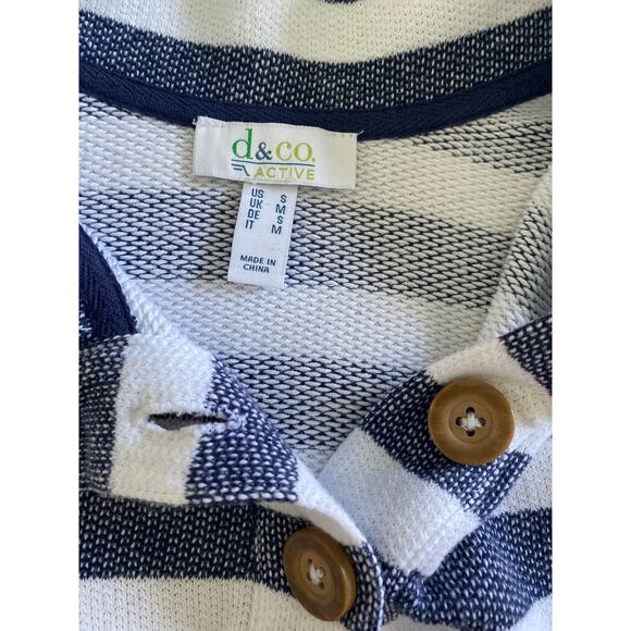 D & Co Active Womens Blue White‎ Stripe Coastal Pull Over Sz S - Picture 7 of 10